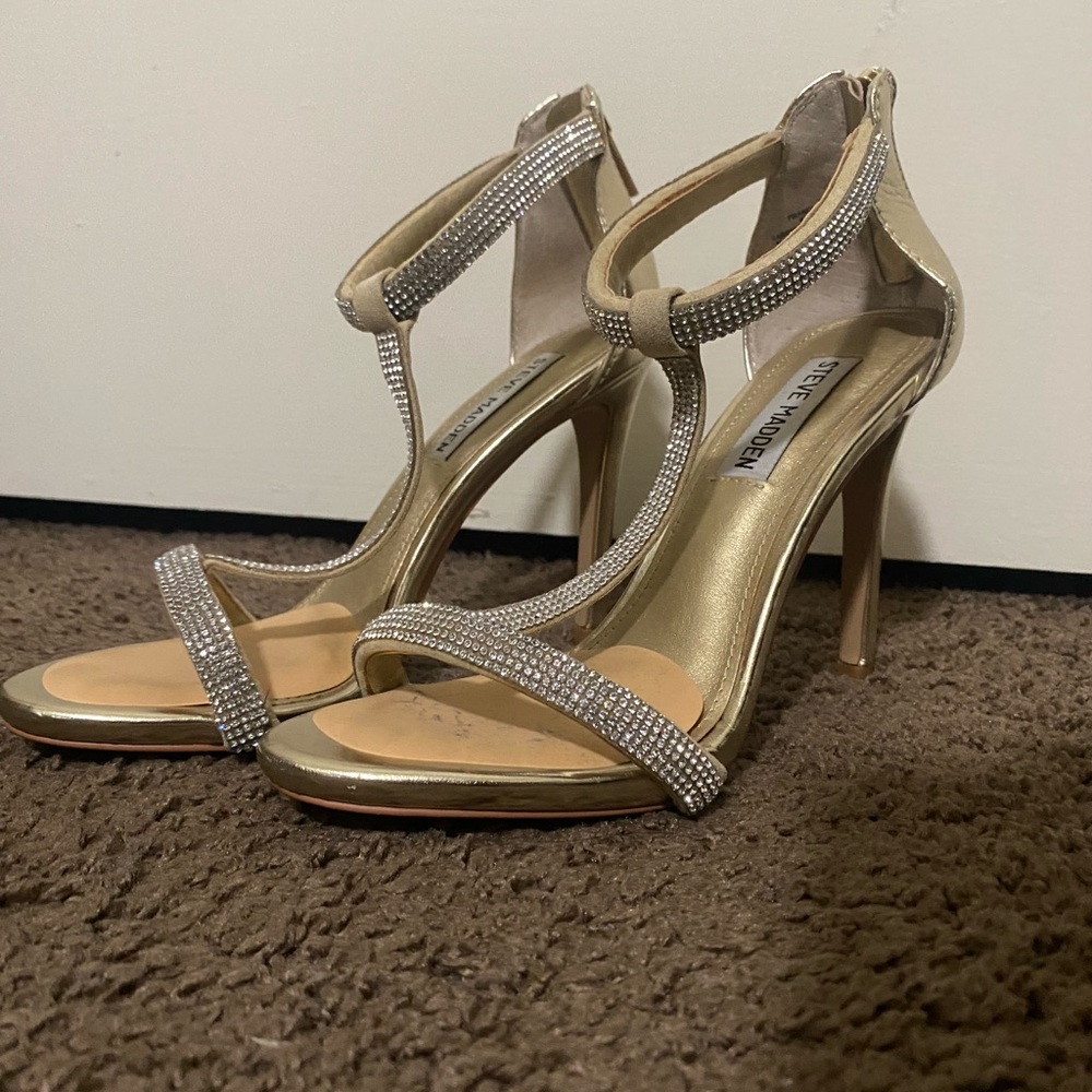 Steve Madden Gold and Silver Embellished Heels